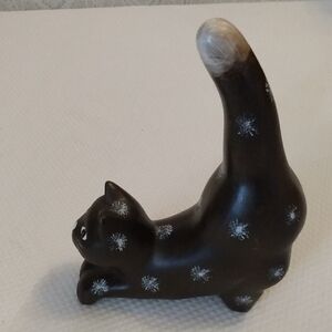 Decorative Cat Figurine - Ceramic Stretching Cat